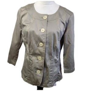 NWT J Jill Womens Jacket Sz 10 Petite  Taupe Beige Stretch Cotton 3/4 Sleeve NEW